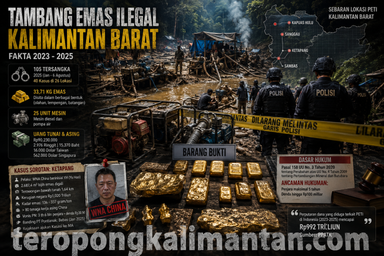 Fakta-Fakta Penambangan Emas Ilegal di Kalimantan Barat Sepanjang 2023–2025