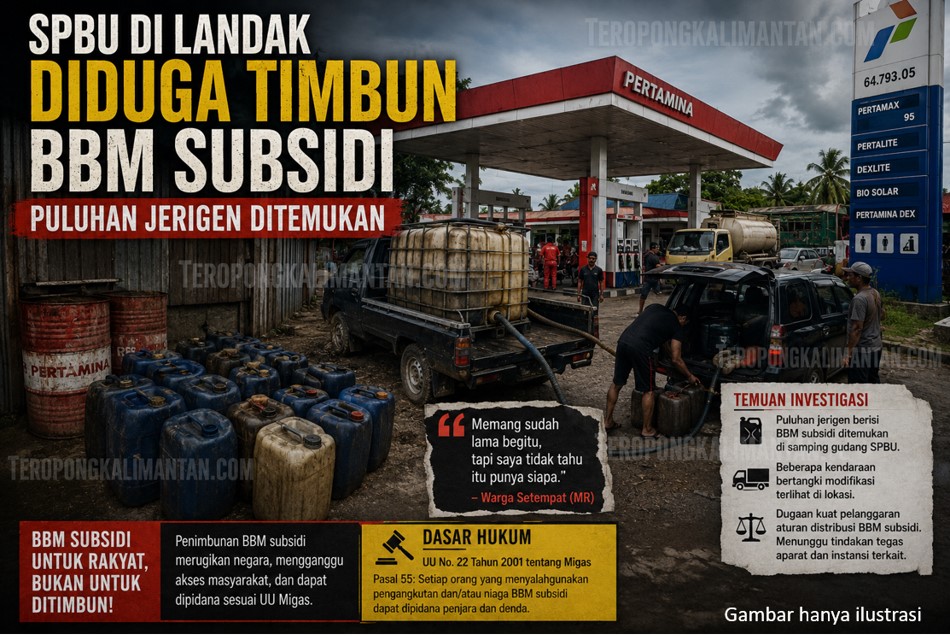 Dugaan Penimbunan BBM Subsidi di SPBU Landak Disorot, Puluhan Jerigen dan Kendaraan Bertangki Modifikasi Ditemukan