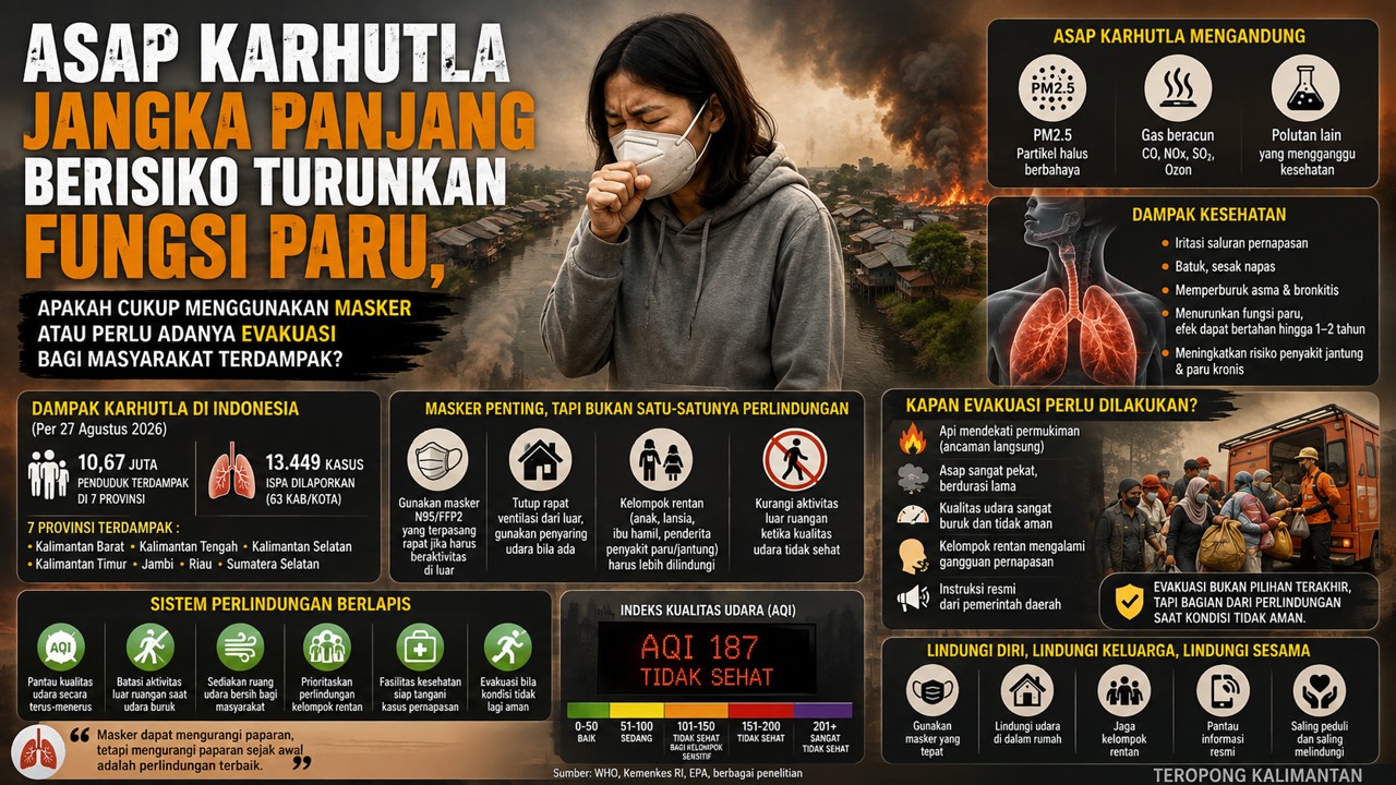 Asap Karhutla Jangka Panjang Bisa Ganggu Fungsi Paru, Cukup Masker atau Perlu Evakuasi?