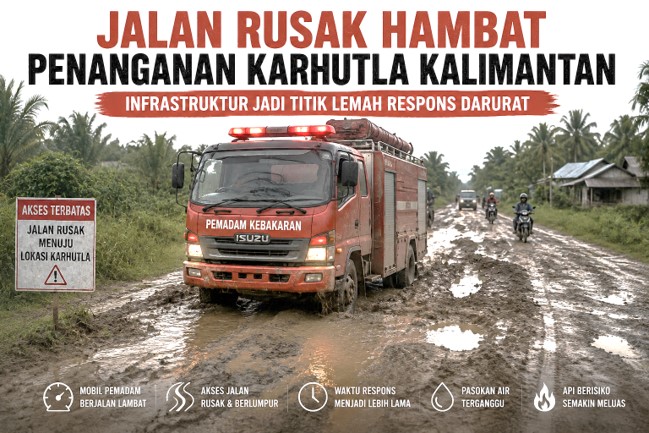 Jalan Rusak Jadi Hambatan Penanganan Karhutla Kalimantan, Infrastruktur Jadi Titik Lemah