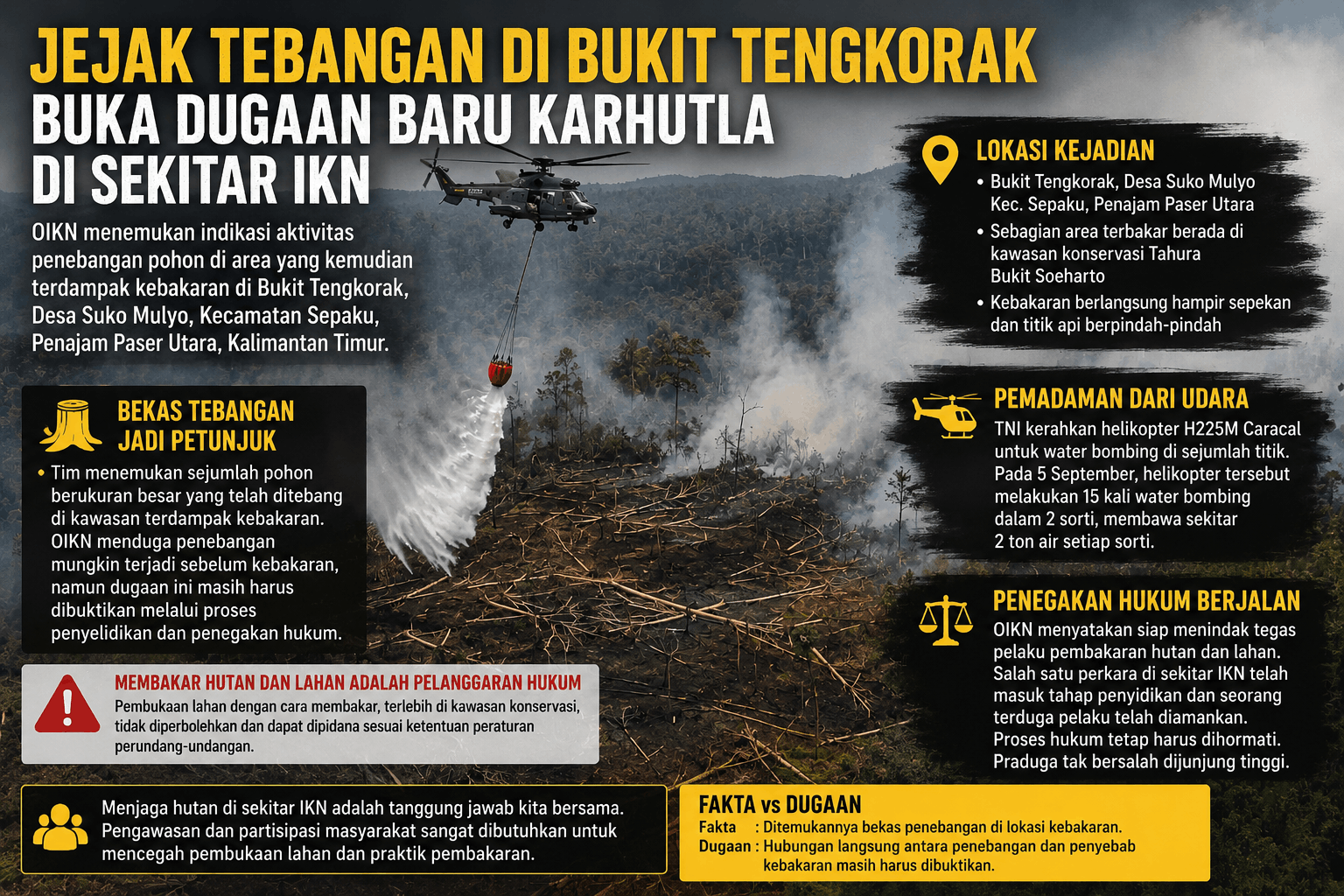 Jejak Tebangan di Bukit Tengkorak Buka Dugaan Baru Karhutla di Sekitar IKN