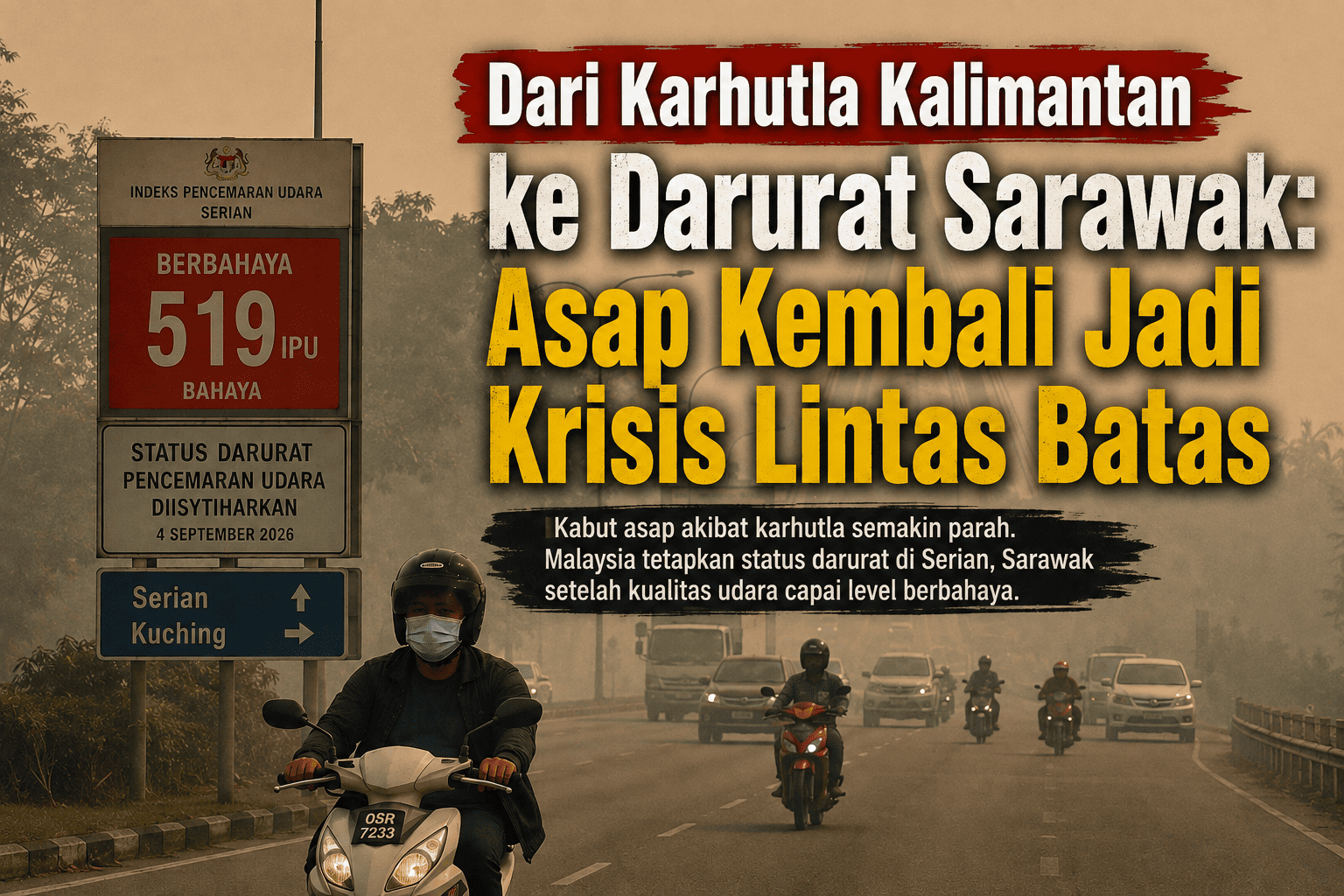 Dari Karhutla Kalimantan ke Darurat Sarawak: Asap Kembali Jadi Krisis Lintas Batas