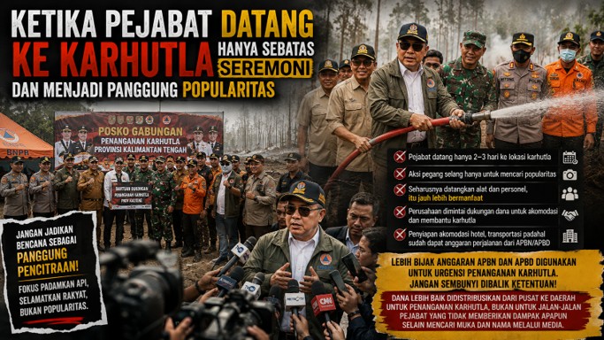 Karhutla atau Karpet Kunjungan? Ketika Pejabat Datang, Selang Dipegang, Berfoto Lalu Pergi