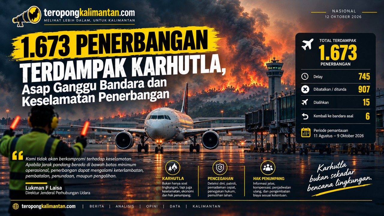 1.673 Penerbangan Terdampak Karhutla, Sejumlah Bandara di Kalimantan Ikut Terganggu