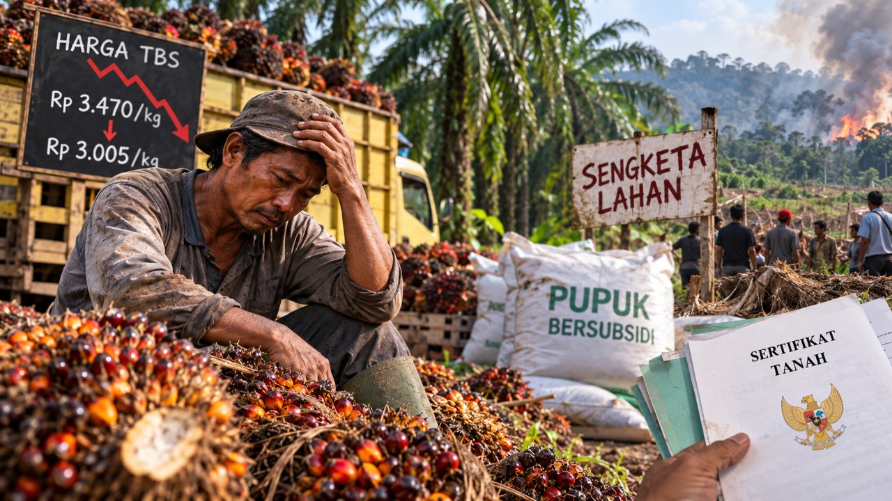 Petani Sawit Rakyat di Kalimantan Terhimpit: Harga TBS, Biaya Produksi, dan Konflik Lahan Belum Tuntas