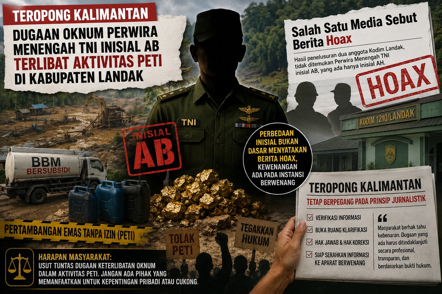 Teropong Kalimantan Tanggapi Klaim "Hoaks" atas Pemberitaan Dugaan Keterlibatan Oknum TNI inisial AB dalam Aktivitas PETI di Landak